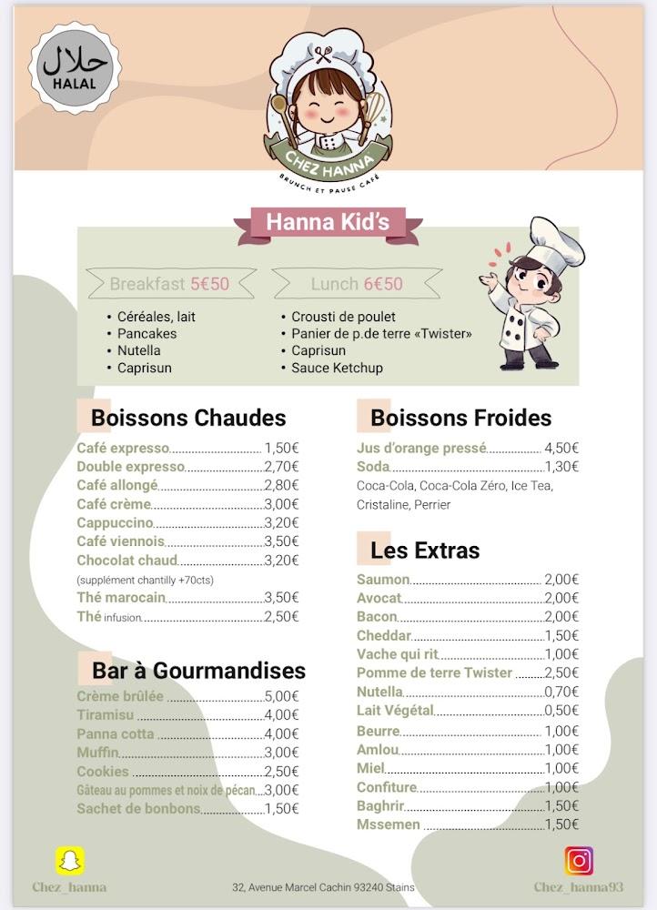 Chez Hanna (Stains) - Restaurant | Brunch & Pause café - Menu Image 4